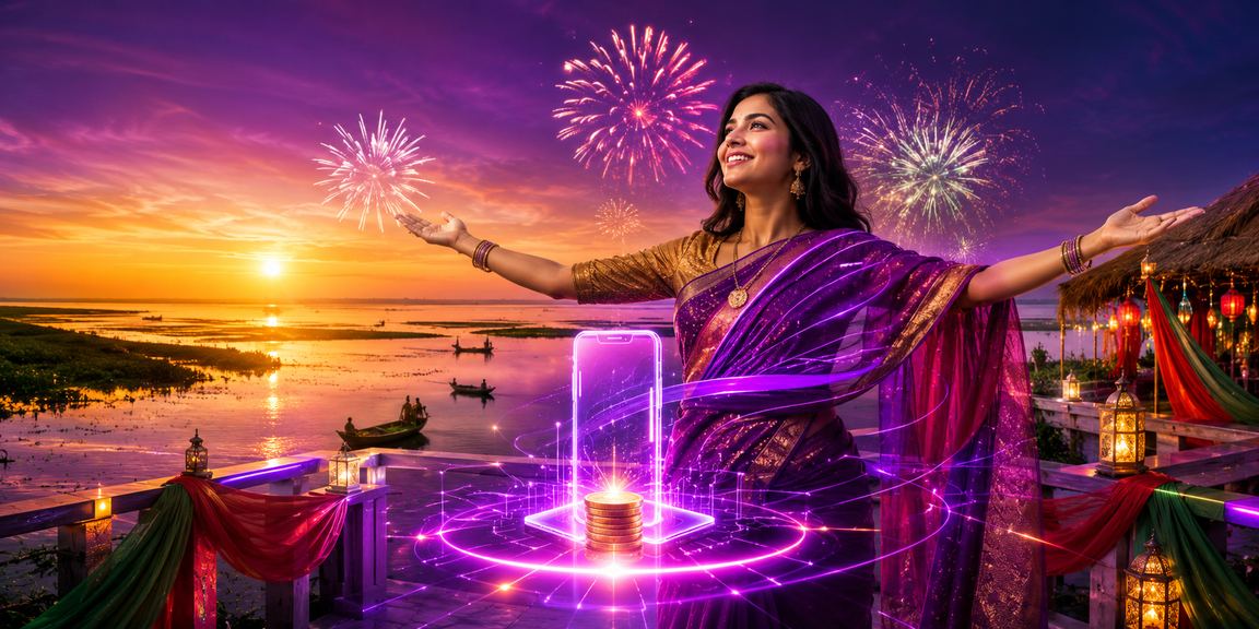 টাঙ্গুয়ার হাওরের পাশে মোবাইলে বেটিং জমা করছেন একজন ব্যবহারকারী
